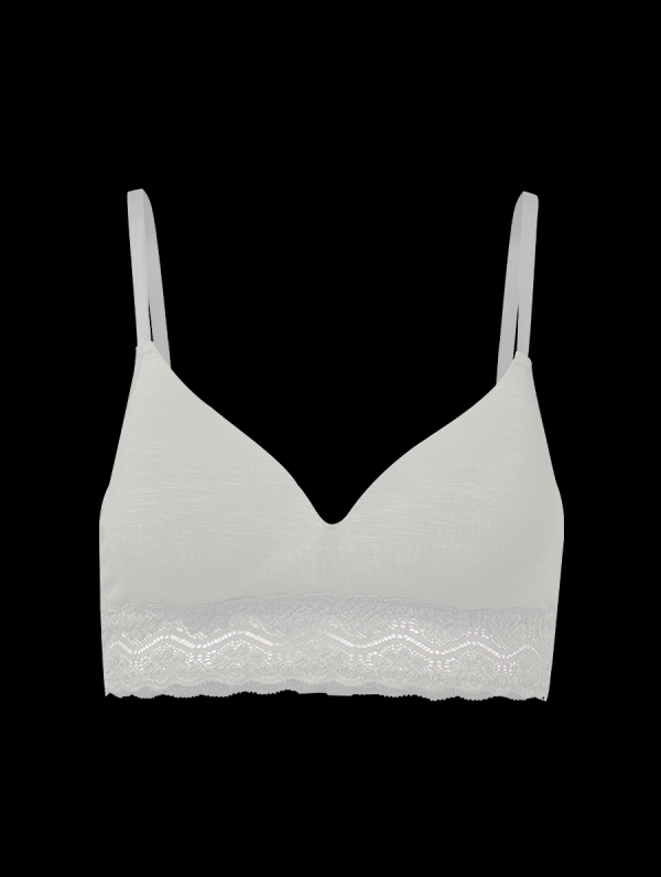 Encontraproduto.com.br - Sutiã Triângulo Com Bojo Em Modal E Detalhe Em Renda Off White