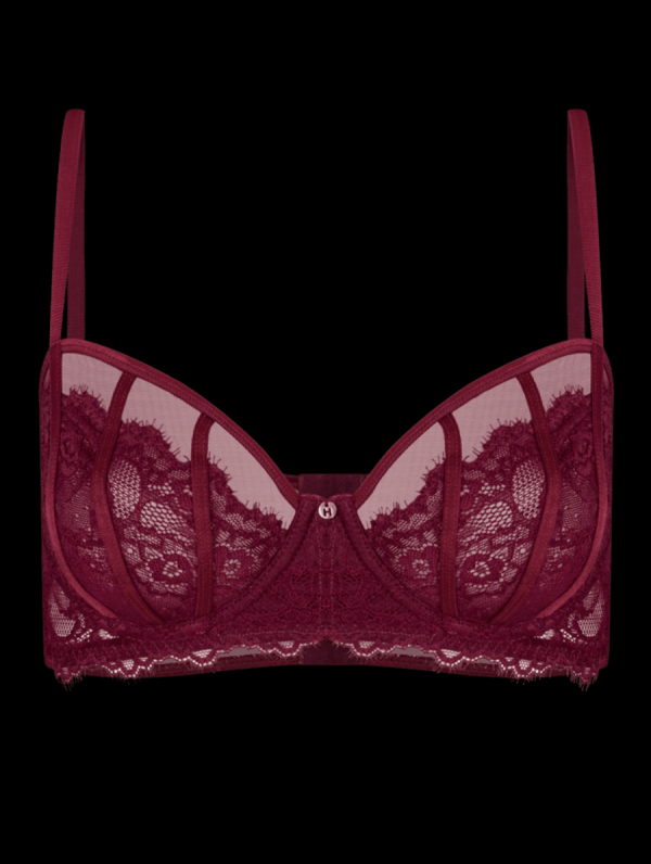 Encontraproduto.com.br - Sutiã Meia-taça Em Renda E Tule Com Detalhes Em Tiras Roxo Mistico