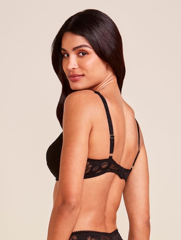 Encontraproduto.com.br - Sutiã Triângulo Com Manta Em Renda Preto