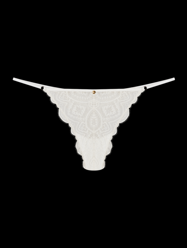 Calcinha Fio Dental Em Renda Off White