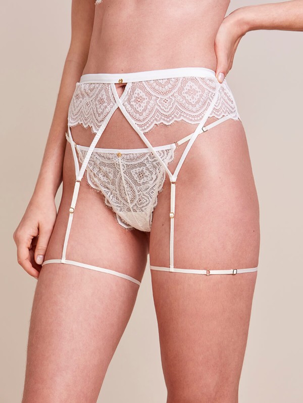 Cinta Liga Em Renda Off White