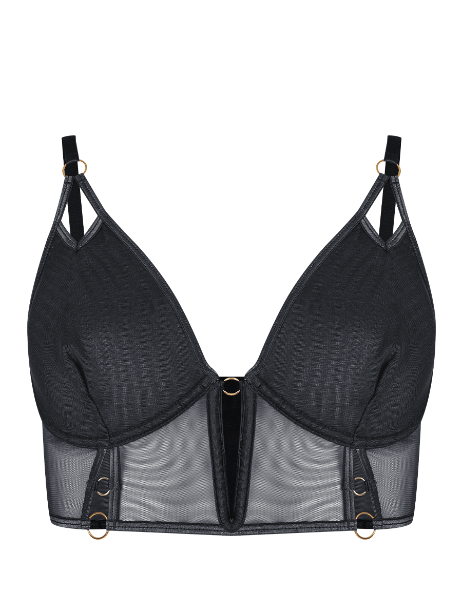 Sutiã Mini Corselet Em Tule Preto