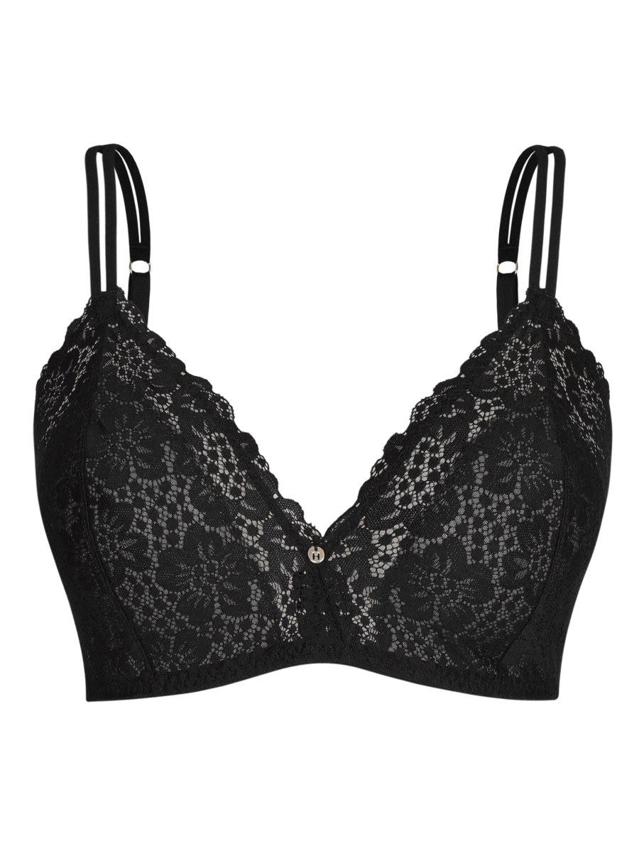 Encontraproduto.com.br - Sutiã Top Triângulo Sem Bojo Em Renda Preto