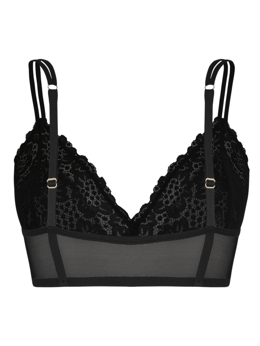 Encontraproduto.com.br - Sutiã Top Triângulo Sem Bojo Em Renda Preto
