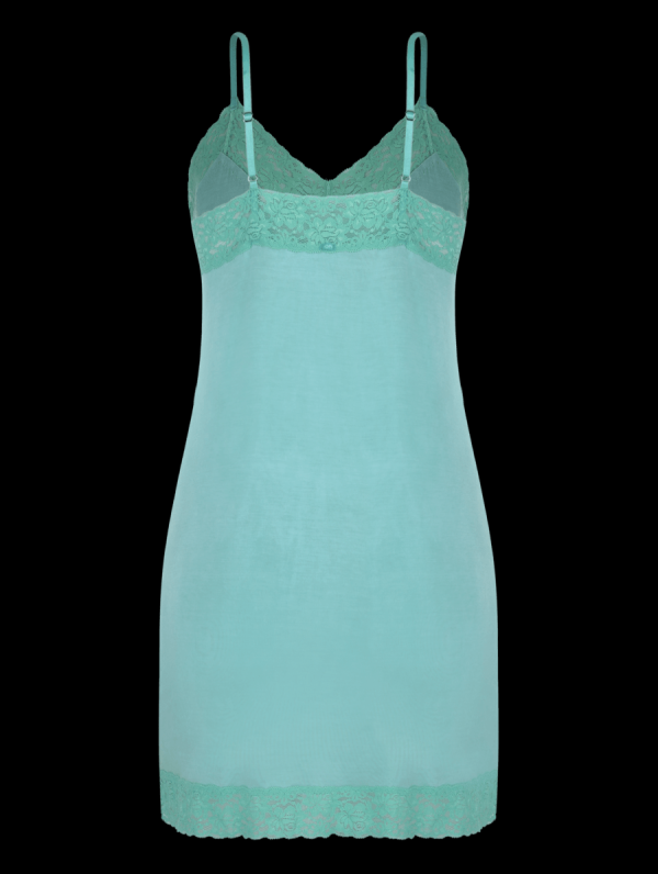 Encontraproduto.com.br - Camisola Alças Finas Em Viscose E Renda Happy Azul Cristalino