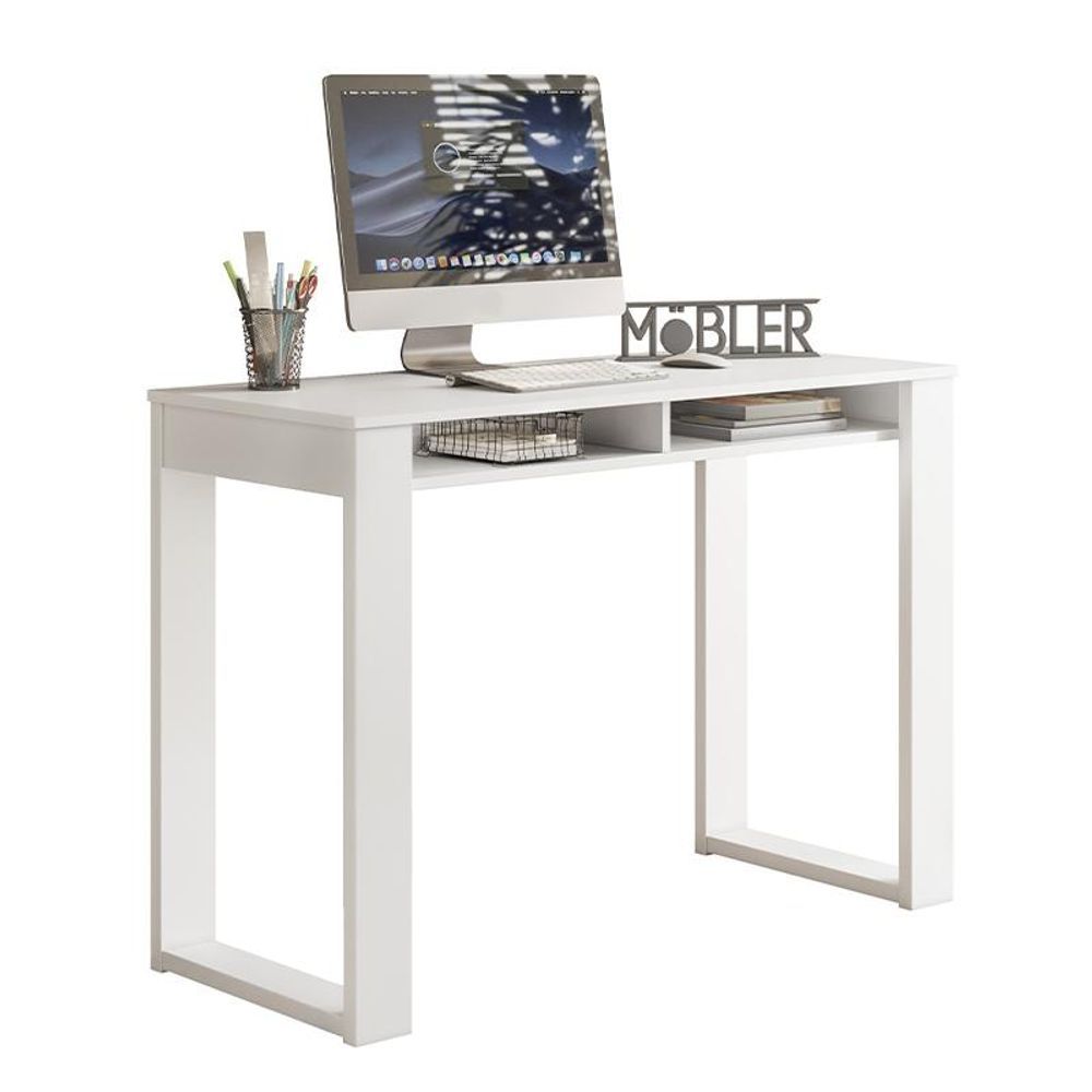 Encontraproduto.com.br - Escrivaninha Office Move Com Nichos Branco Fosco Branco Fosco