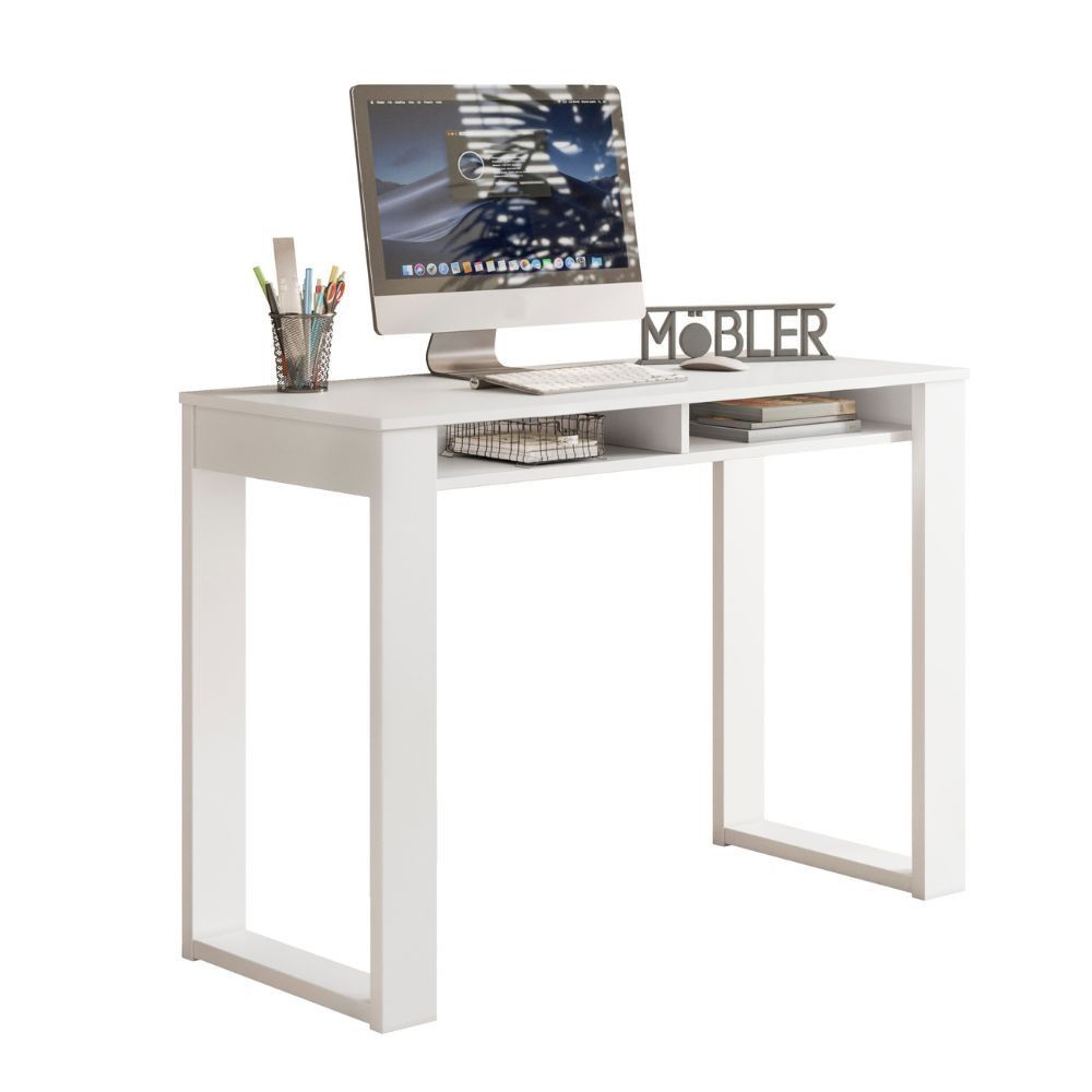 Encontraproduto.com.br - Escrivaninha Office Move Com Nichos Branco Fosco Branco Fosco