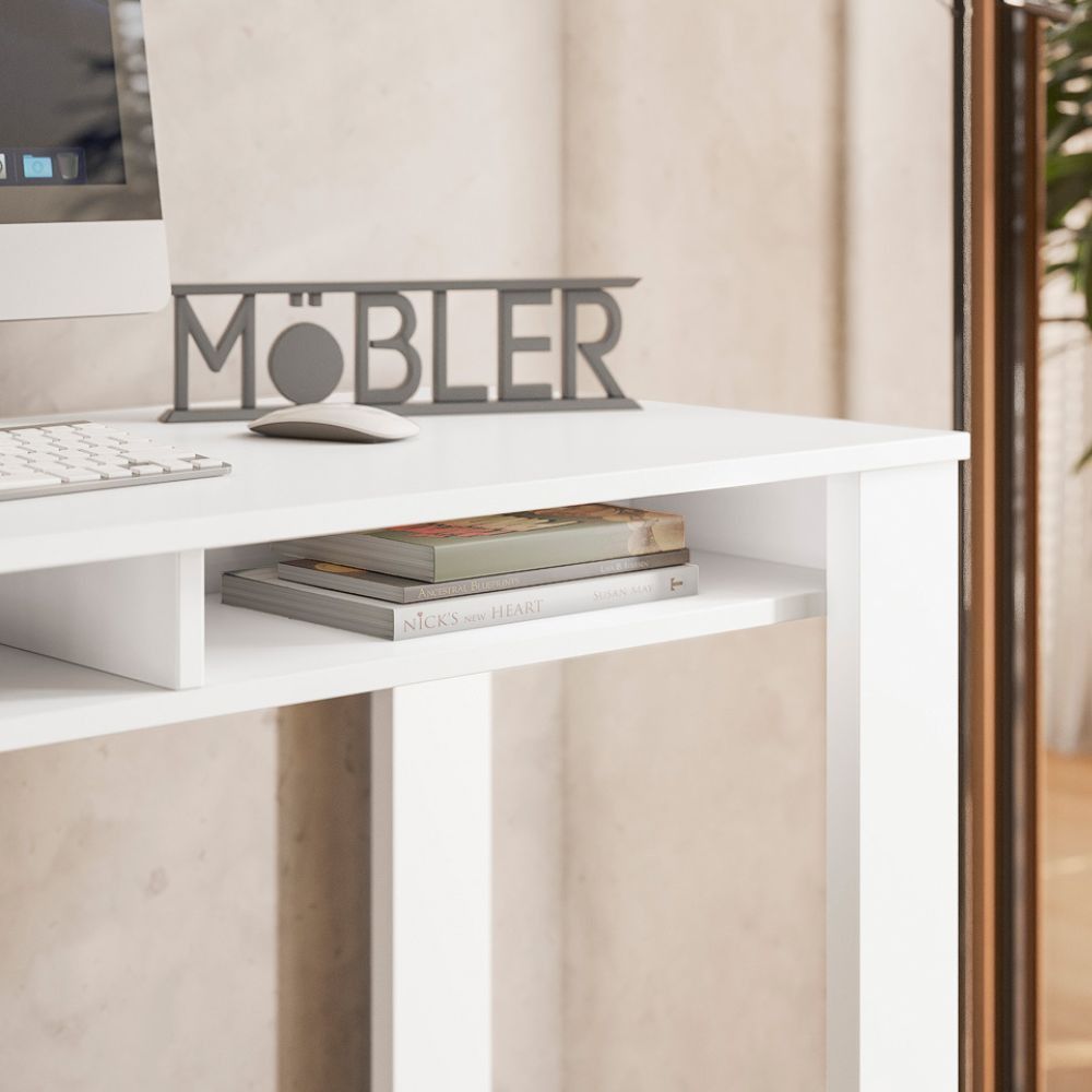 Encontraproduto.com.br - Escrivaninha Office Move Com Nichos Branco Fosco Branco Fosco