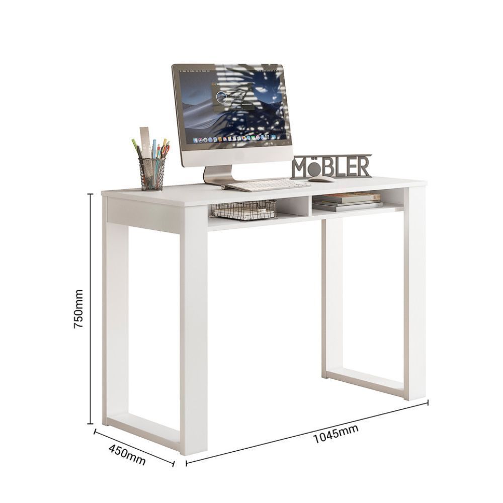 Encontraproduto.com.br - Escrivaninha Office Move Com Nichos Branco Fosco Branco Fosco