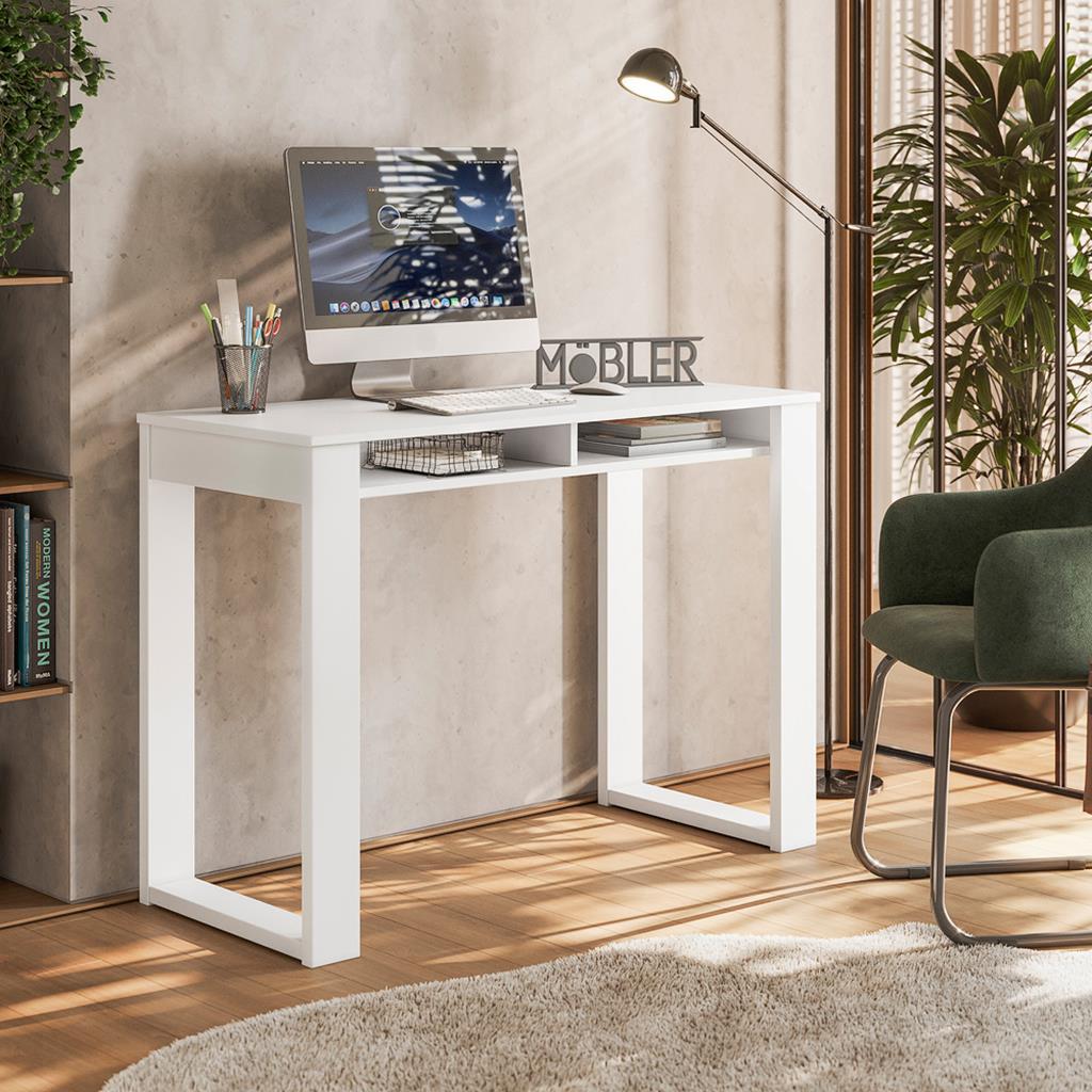 Encontraproduto.com.br - Escrivaninha Office Move Com Nichos Branco Fosco Branco Fosco
