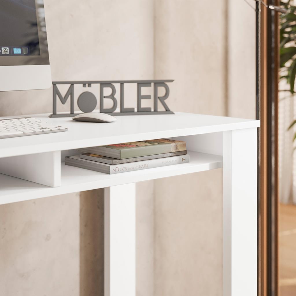 Encontraproduto.com.br - Escrivaninha Office Move Com Nichos Branco Fosco Branco Fosco