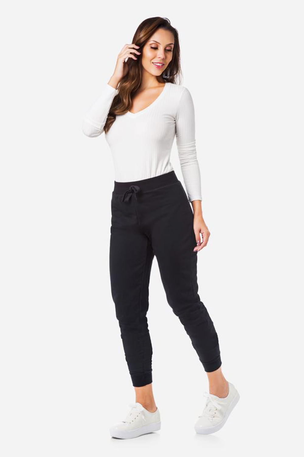 Calça Moletom Lunender Jogging Preto
