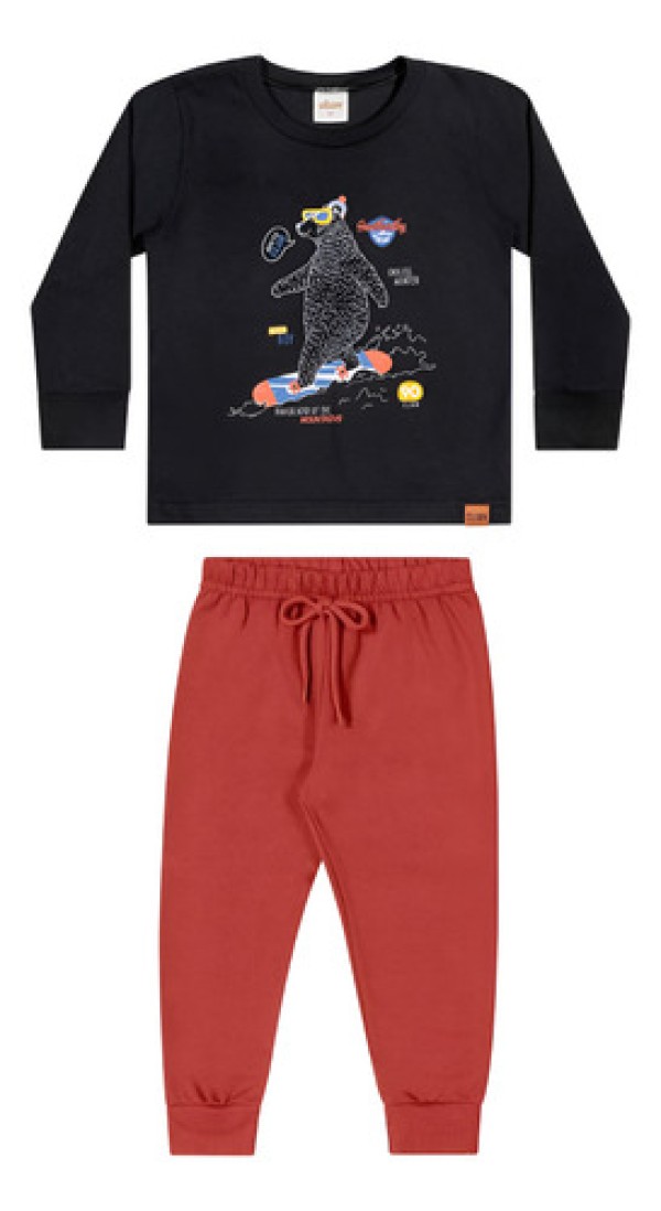 Conjunto Elian Infantil Menino Meia Estação com Estampa Urso Estiloso 4/8 - 221413