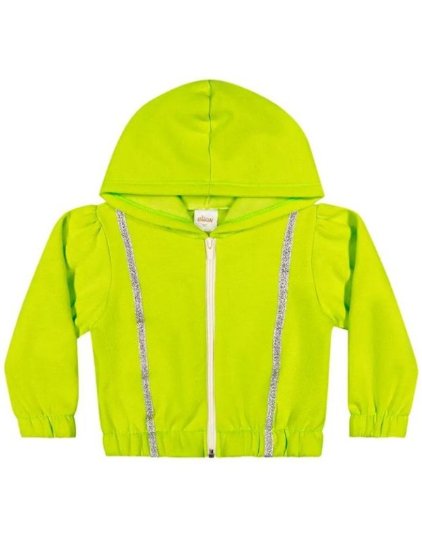 Encontraproduto.com.br - Jaqueta Elian Juvenil Menina Moletom com Capuz e Fita Brilhante 10/14 - 231902