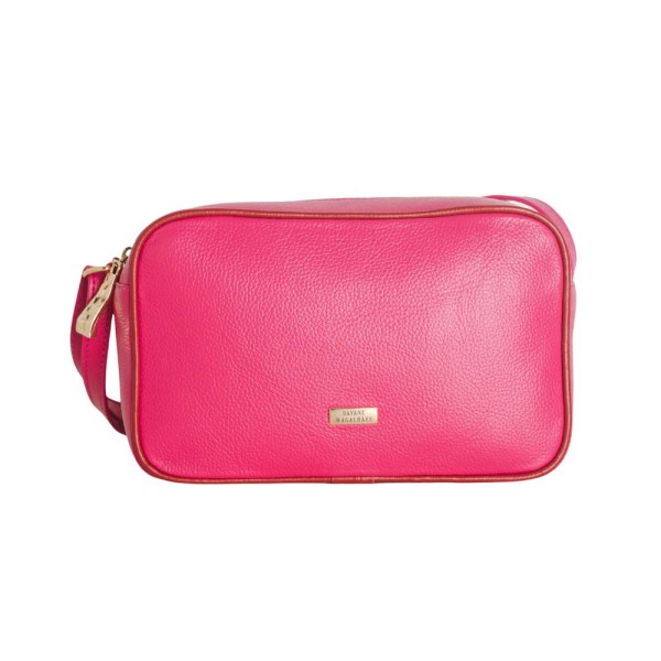 Encontraproduto.com.br - Bolsa Feminina Transversal Dayane Magalhaes Couro Pink