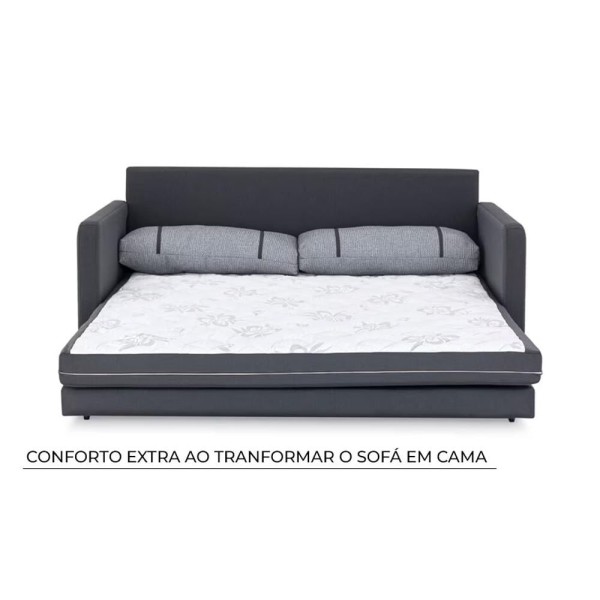 Encontraproduto.com.br - Sofá-Cama 2 Lugares Casal Herval Aurora, Linho Grafite Fechado, 146 cm