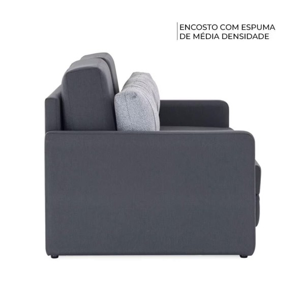 Encontraproduto.com.br - Sofá-Cama 2 Lugares Casal Herval Aurora, Linho Grafite Fechado, 146 cm