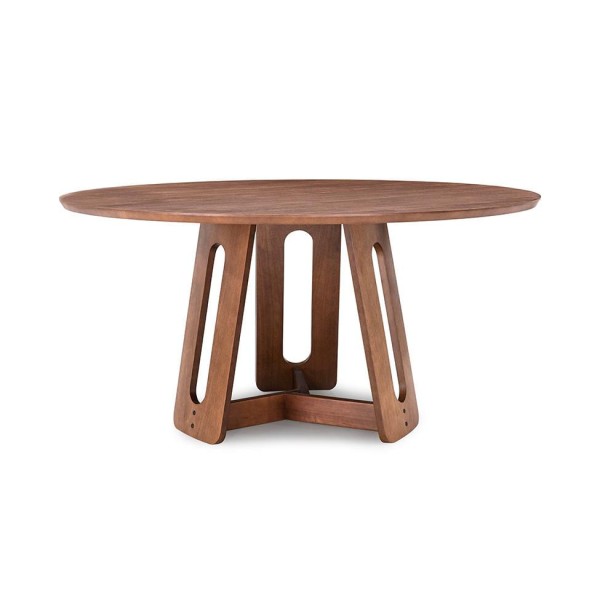 Encontraproduto.com.br - Mesa de Jantar Redonda com Tampo de MDF Ares Amêndoa 120 cm