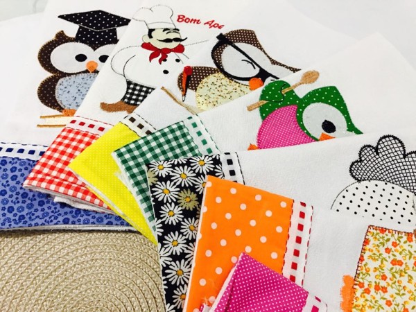 Encontraproduto.com.br - Kit 10 Panos de Prato Patchwork Sortidos