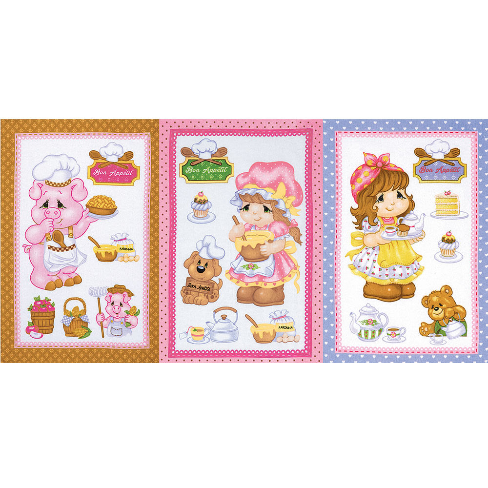 Kit Pano de Copa Retangular Prata Happy Kitchen 3 Peças Dohler