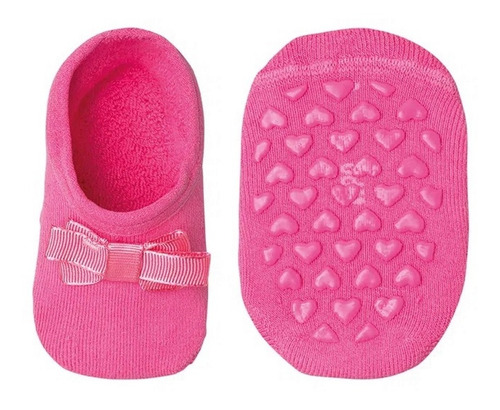 Meia Sapatilha para bebê c/ antiderrapante Coração Pink - Lupo