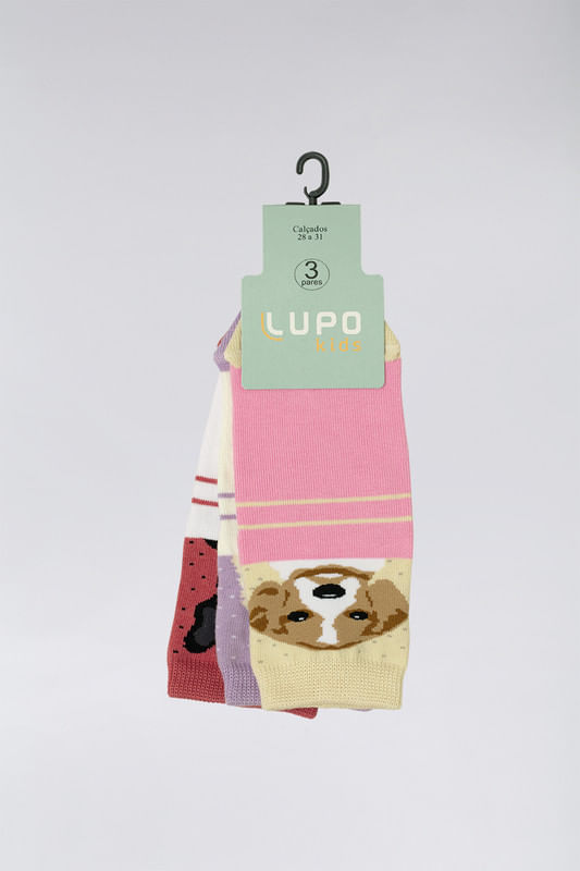 Kit 3 Meias Menina Lupo Sortida 32 a 35