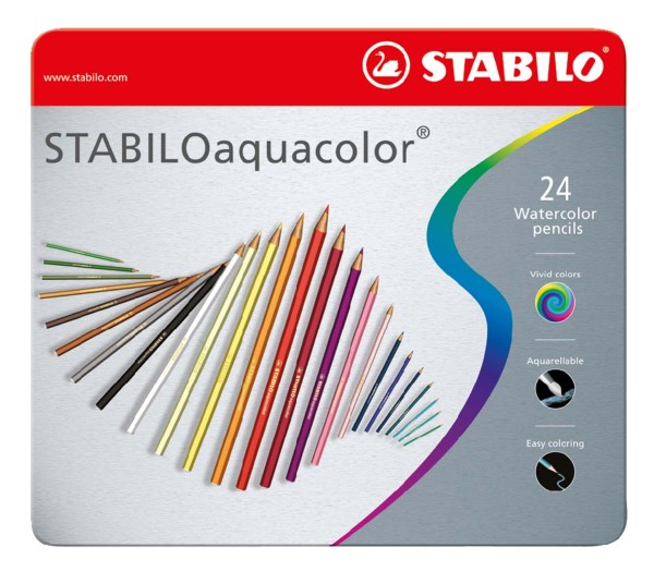 Encontraproduto.com.br - Lápis Aquarela Aquacolor Estojo com 24 cores Stabilo