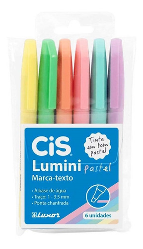 Encontraproduto.com.br - MARCADOR DE TEXTO CIS LUMINI PASTEL C/6 CORES