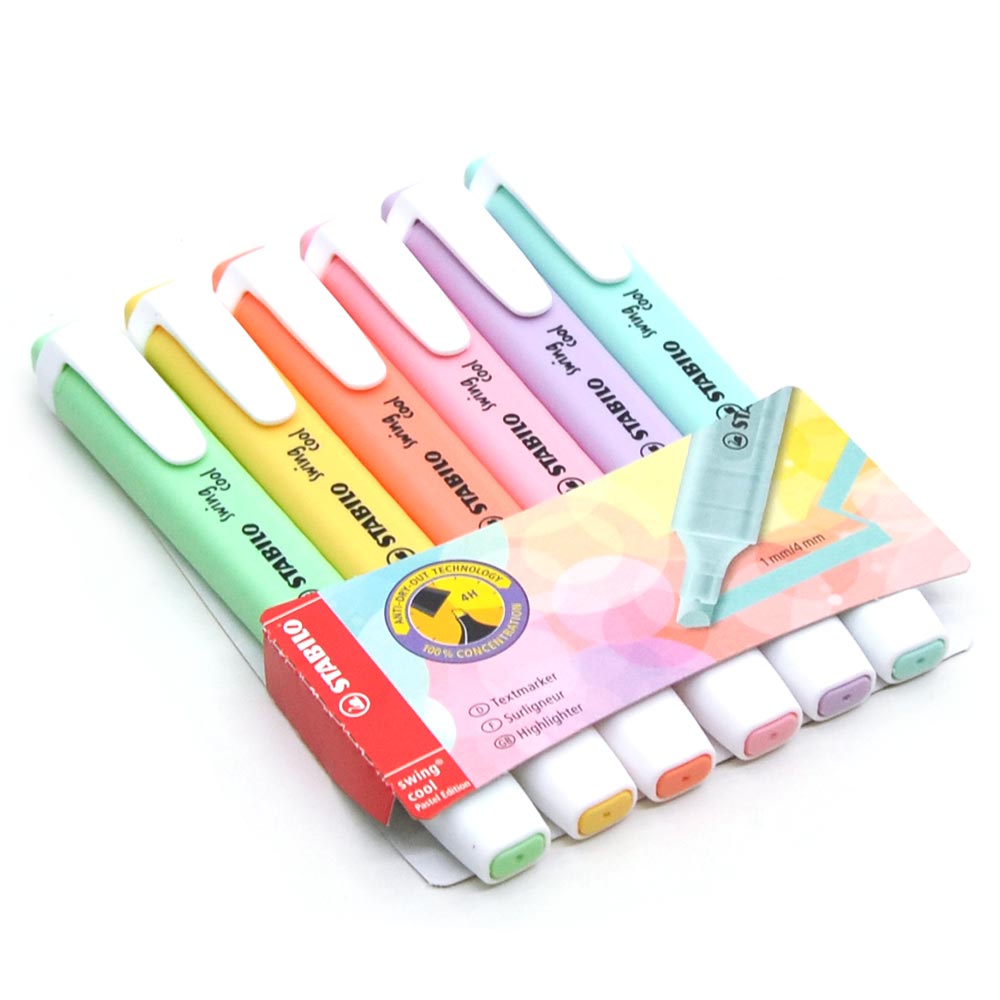 Encontraproduto.com.br - Marca Texto Stabilo Swing Cool Pastel - Estojo 6 Cores