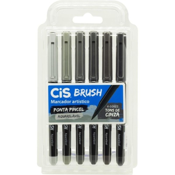 Encontraproduto.com.br - Marcador Artístico Cis Brush 6 Tons Cinza - Sertic
