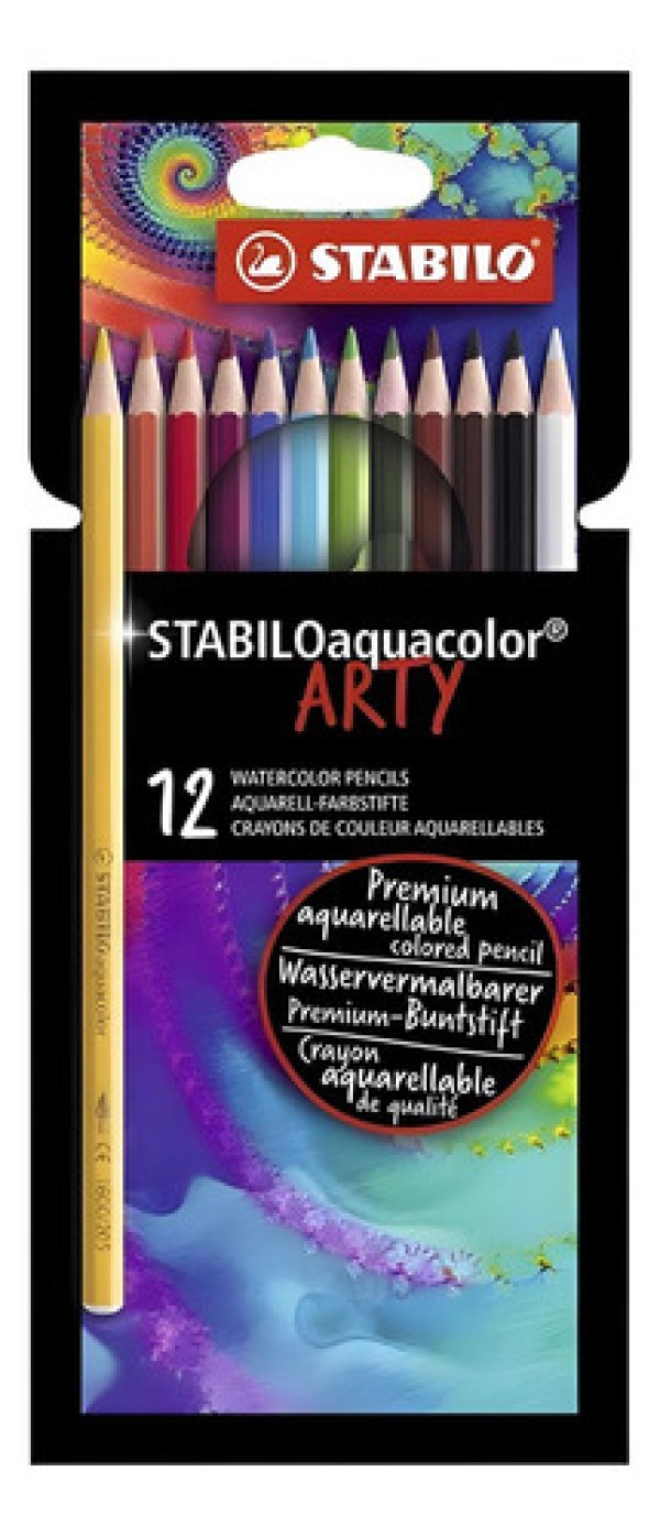 Encontraproduto.com.br - Lápis Aquarela Aquacolor Estojo Arty com 12 cores Stabilo