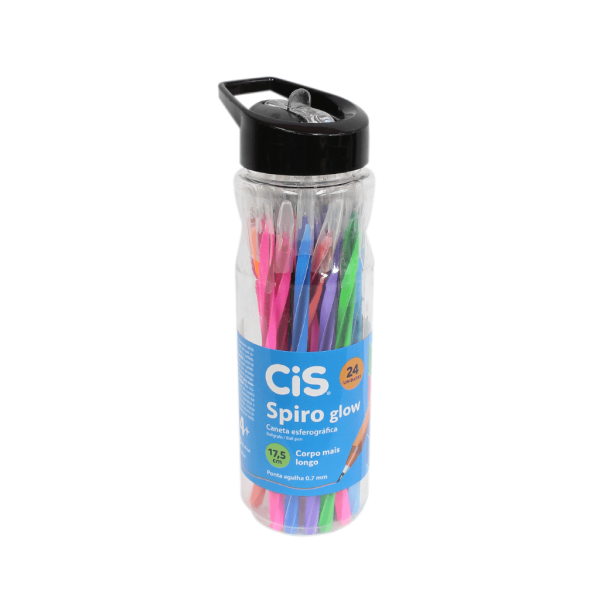 Encontraproduto.com.br - Caneta Esferográfica Spiro Glow 24 Cores Sortidas - Cis