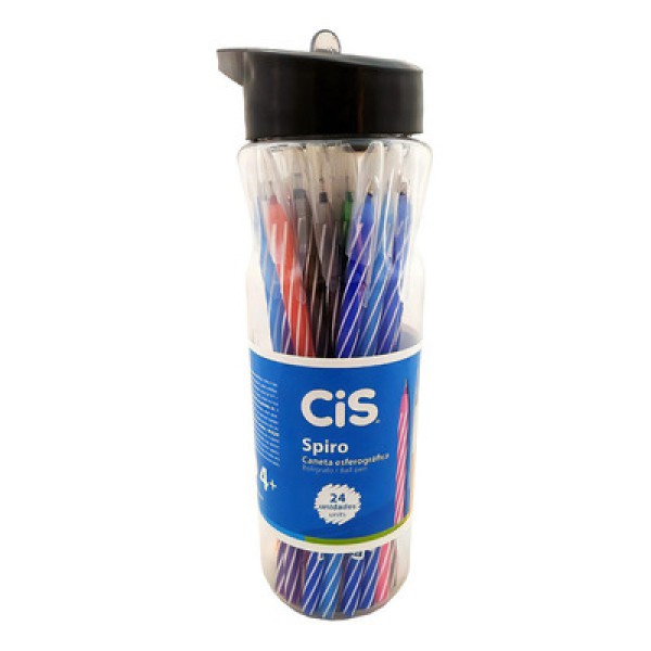 Encontraproduto.com.br - Caneta Esferográfica Spiro Glow 24 Cores Sortidas - Cis