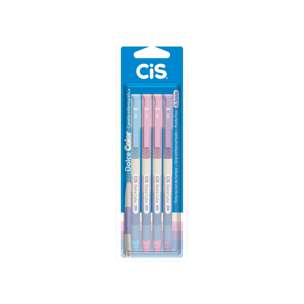 Encontraproduto.com.br - Kit Caneta Esferográfica Cis Dolce Color com 4 Unidades