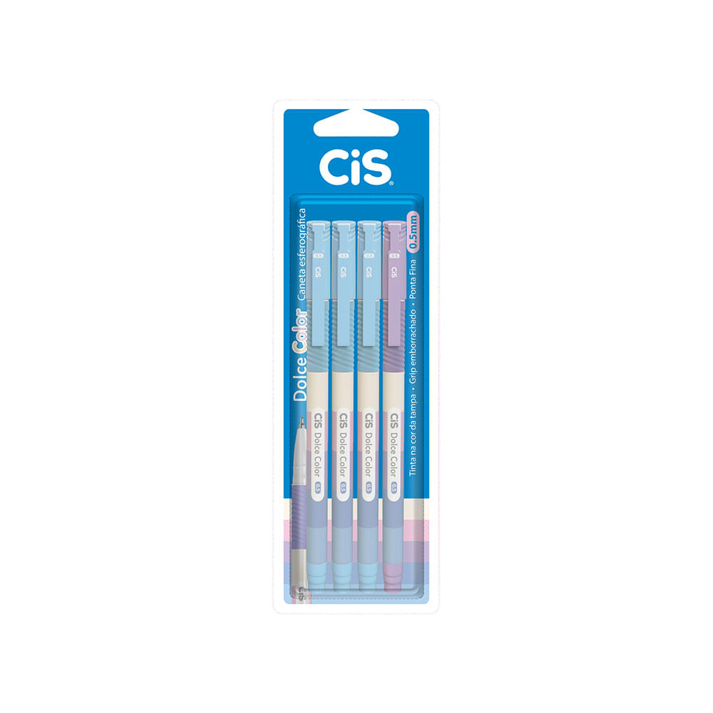 Encontraproduto.com.br - Kit Caneta Esferográfica Cis Dolce Color com 4 Unidades
