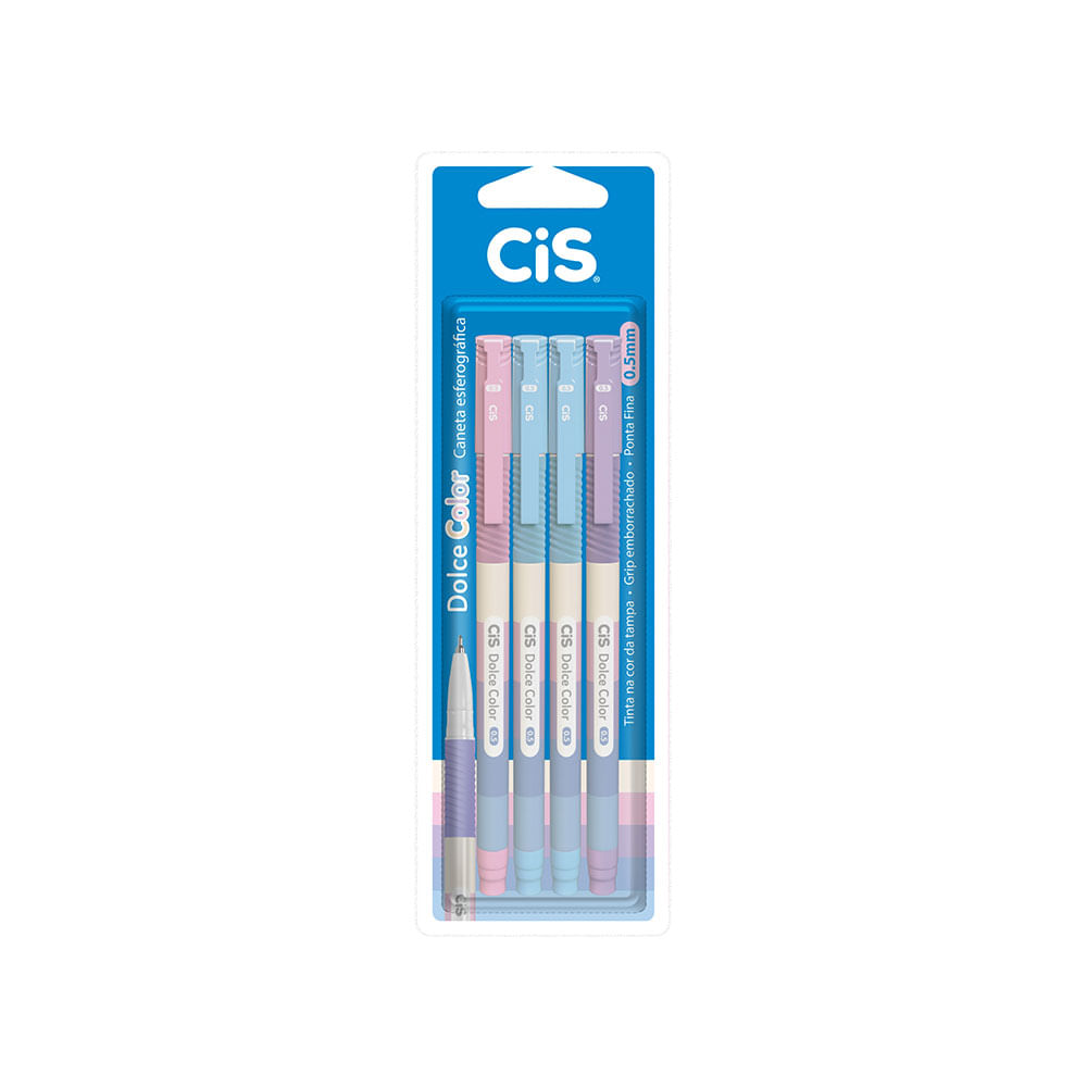 Encontraproduto.com.br - Kit Caneta Esferográfica Cis Dolce Color com 4 Unidades