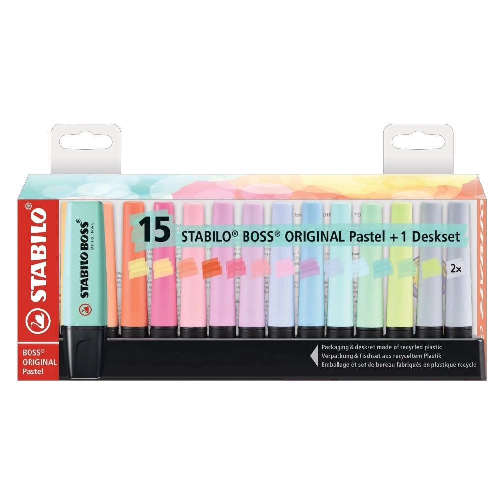 Marca Texto 15 Cores Pastel Stabilo
