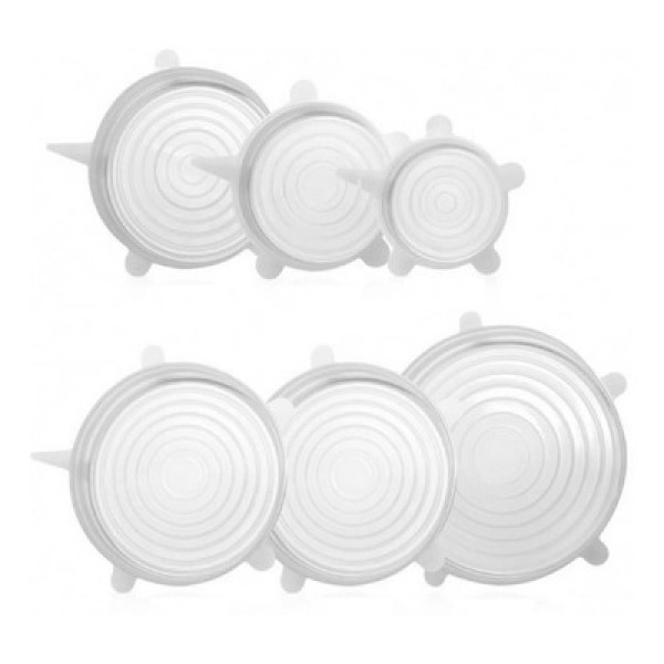 Encontraproduto.com.br - Kit 6 Tampas De Silicone Para Panelas Potes Forma Universal