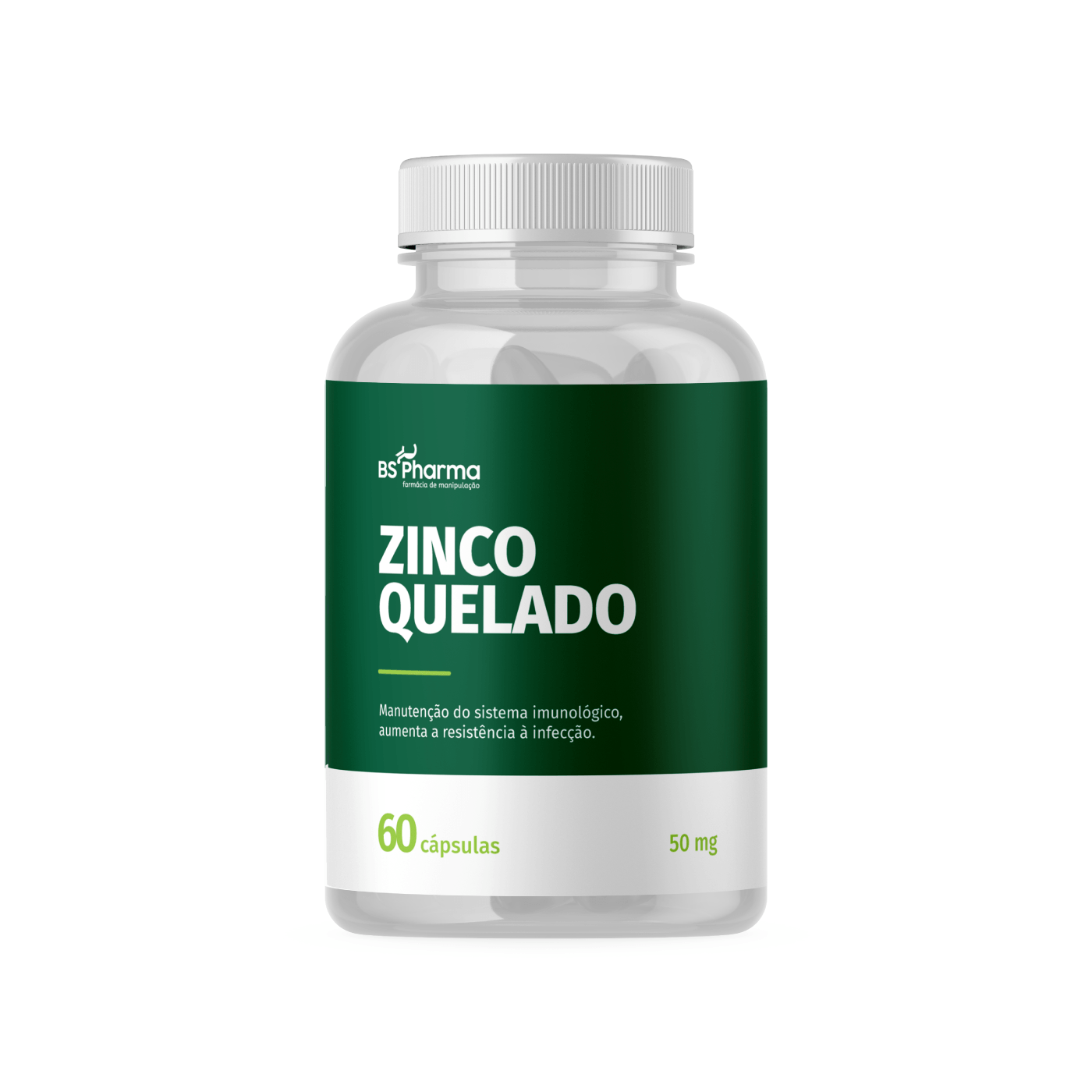 Encontraproduto.com.br - Zinco Quelado 50 mg 60 Cápsulas BS Pharma