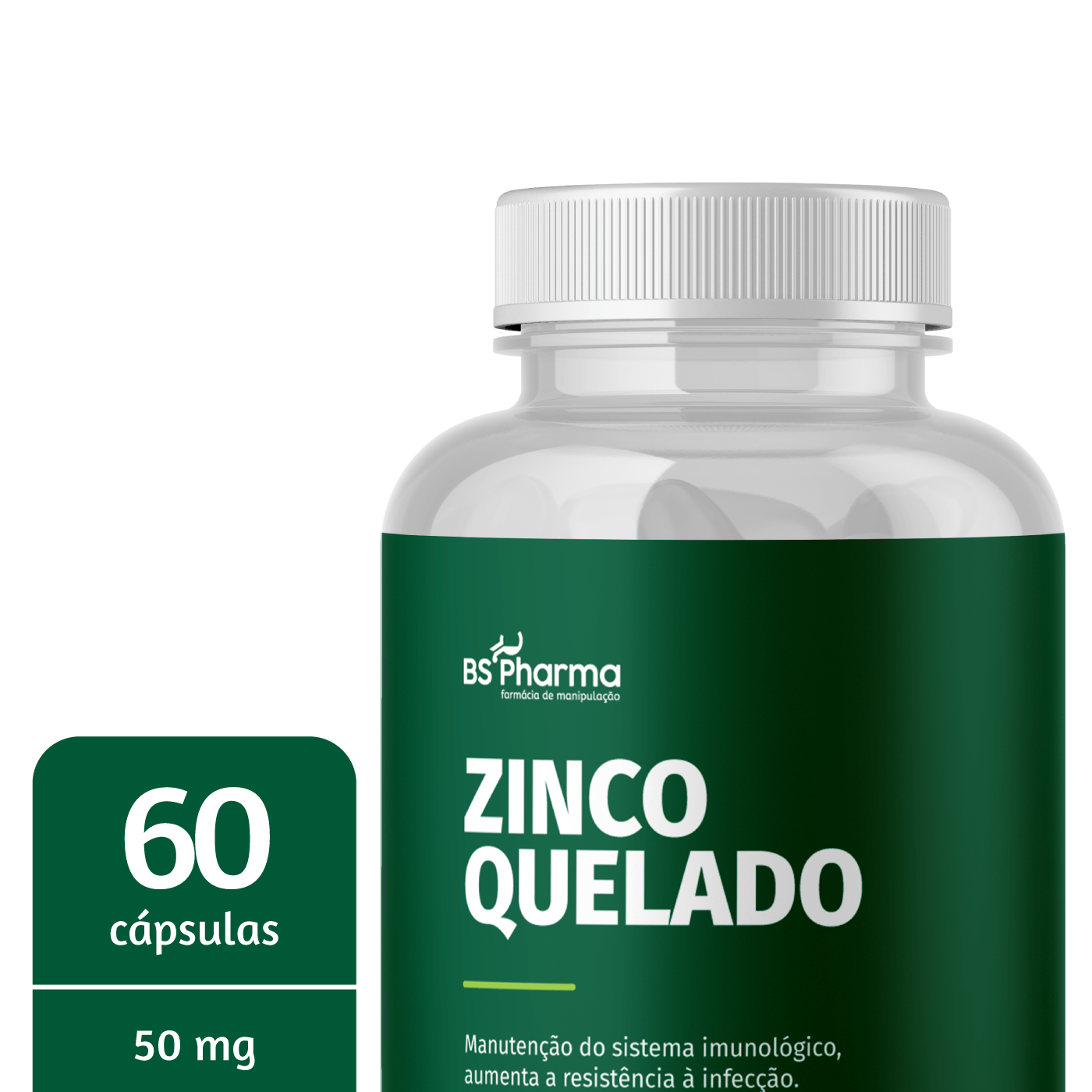Encontraproduto.com.br - Zinco Quelado 50 mg 60 Cápsulas BS Pharma