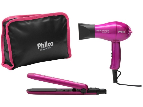 Encontraproduto.com.br - Kit Secador E Chapinha De Viagem - Philco Travel Shine