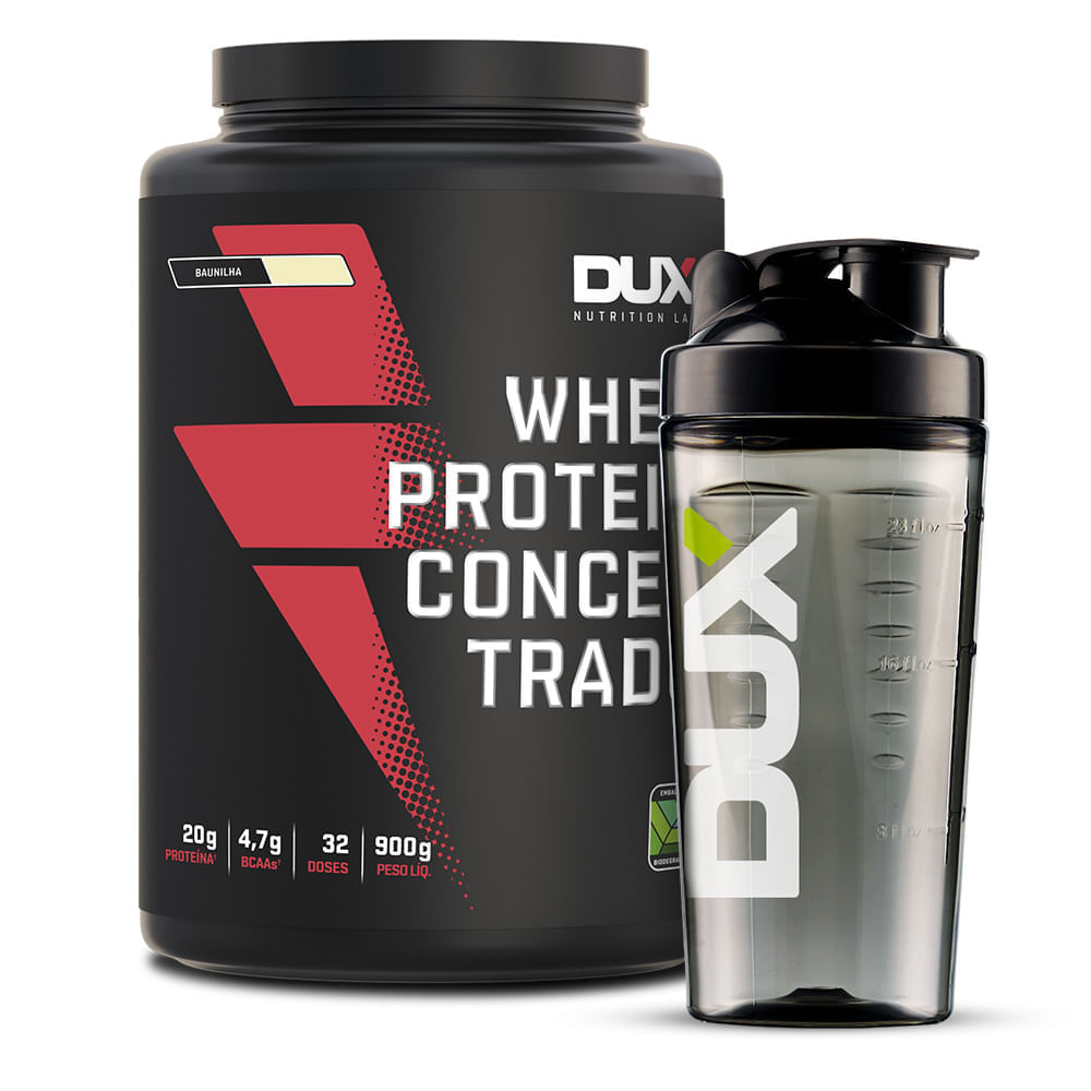 Whey Protein Concentrado 900G + Coqueteleira Dux Nutrition Sabor Baunilha