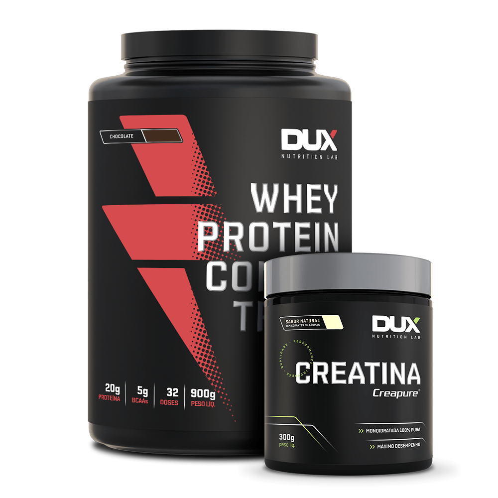 Kit Bulking (Hipertrofia) Dux Nutrition Creatina + Whey Morango