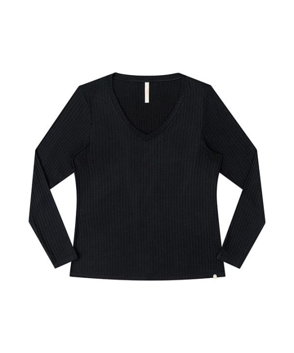 Encontraproduto.com.br - Blusa Plus Size Feminina Meia Estação  Canelada Básica P/GG - 00450