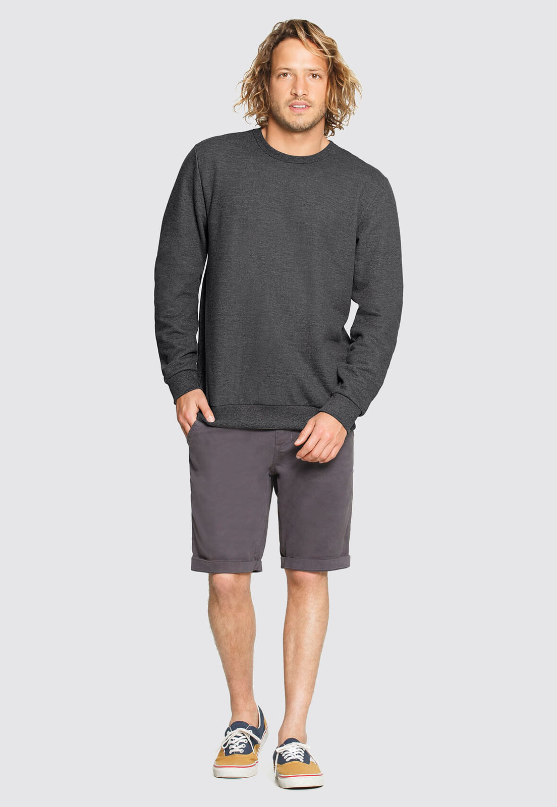 Encontraproduto.com.br - Moletom Felpado Fico Cinza