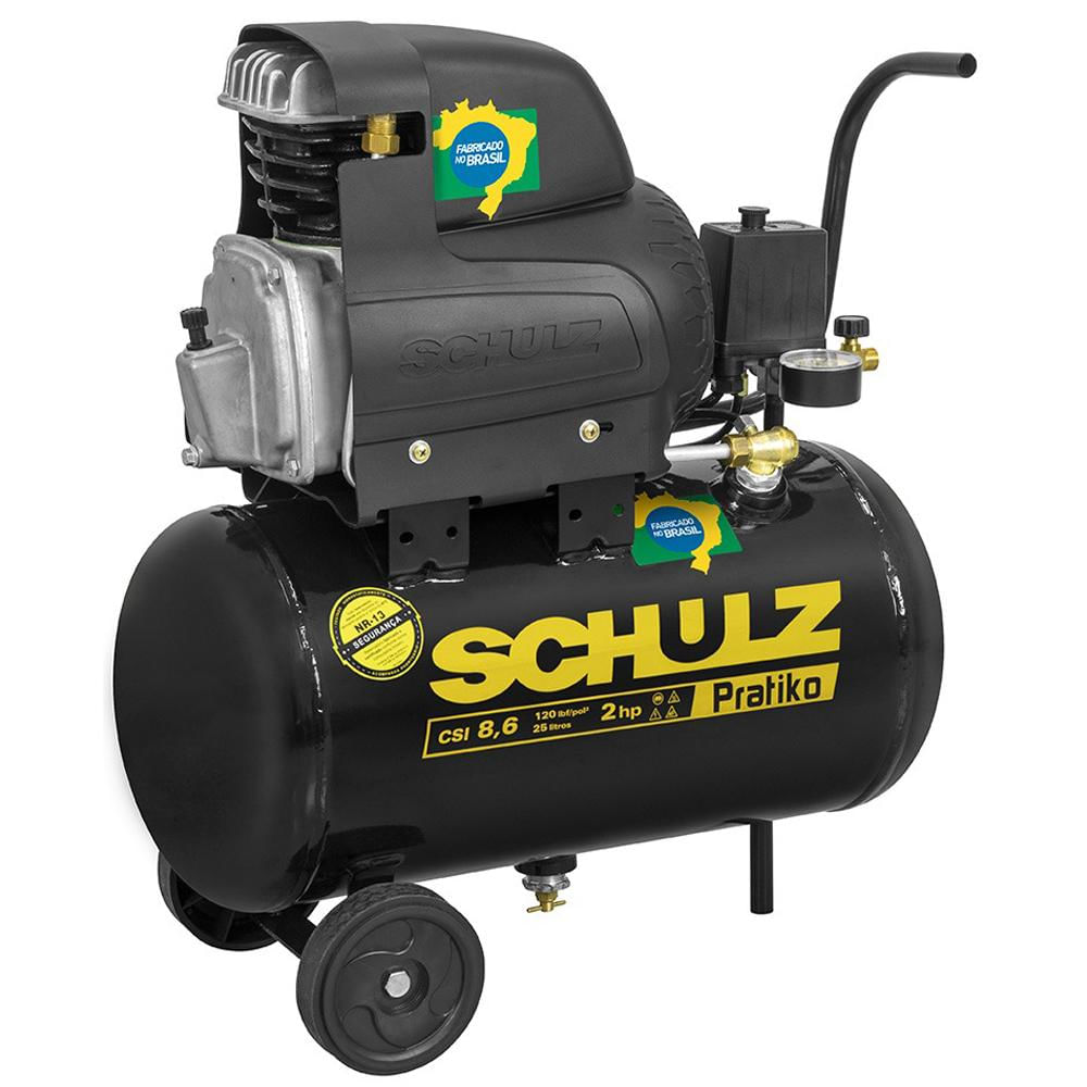 Motocompressor Preto 2HP Pratiko CSI 8.6/25 Schulz