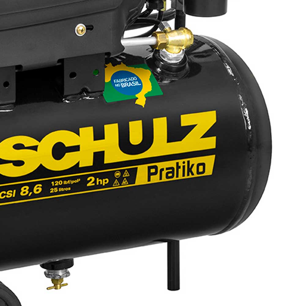 Encontraproduto.com.br - Compressor Ar Motocompressor CSI- 8,6/25 2HP PRATIKO Monofásico Schulz