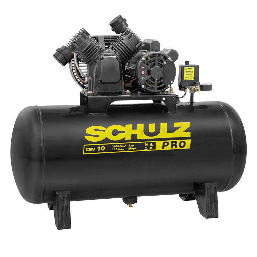 Encontraproduto.com.br - Compressor de Ar Schulz 105,50L PRO CSV 10/110 10PCM / 140PSI 2CV Trifásico
