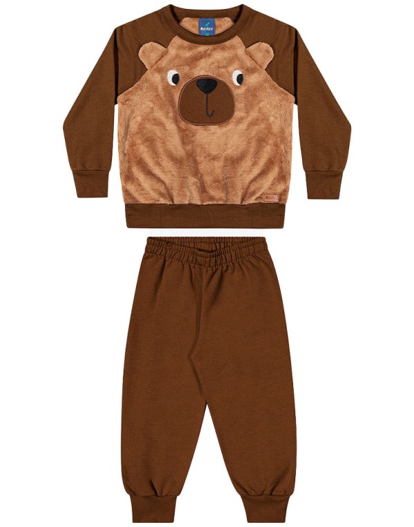 Encontraproduto.com.br - Conjunto ReiRex Infantil Menino Moletom com Bordado Urso 1/3 - 62453