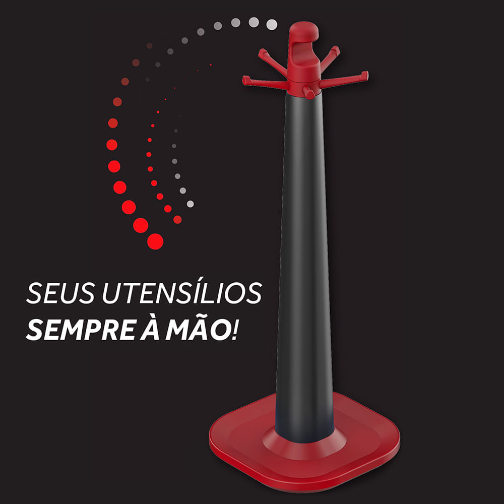 Encontraproduto.com.br - Suporte para Utensílios de Silicone Ichef Polishop - Red |Red Ichef